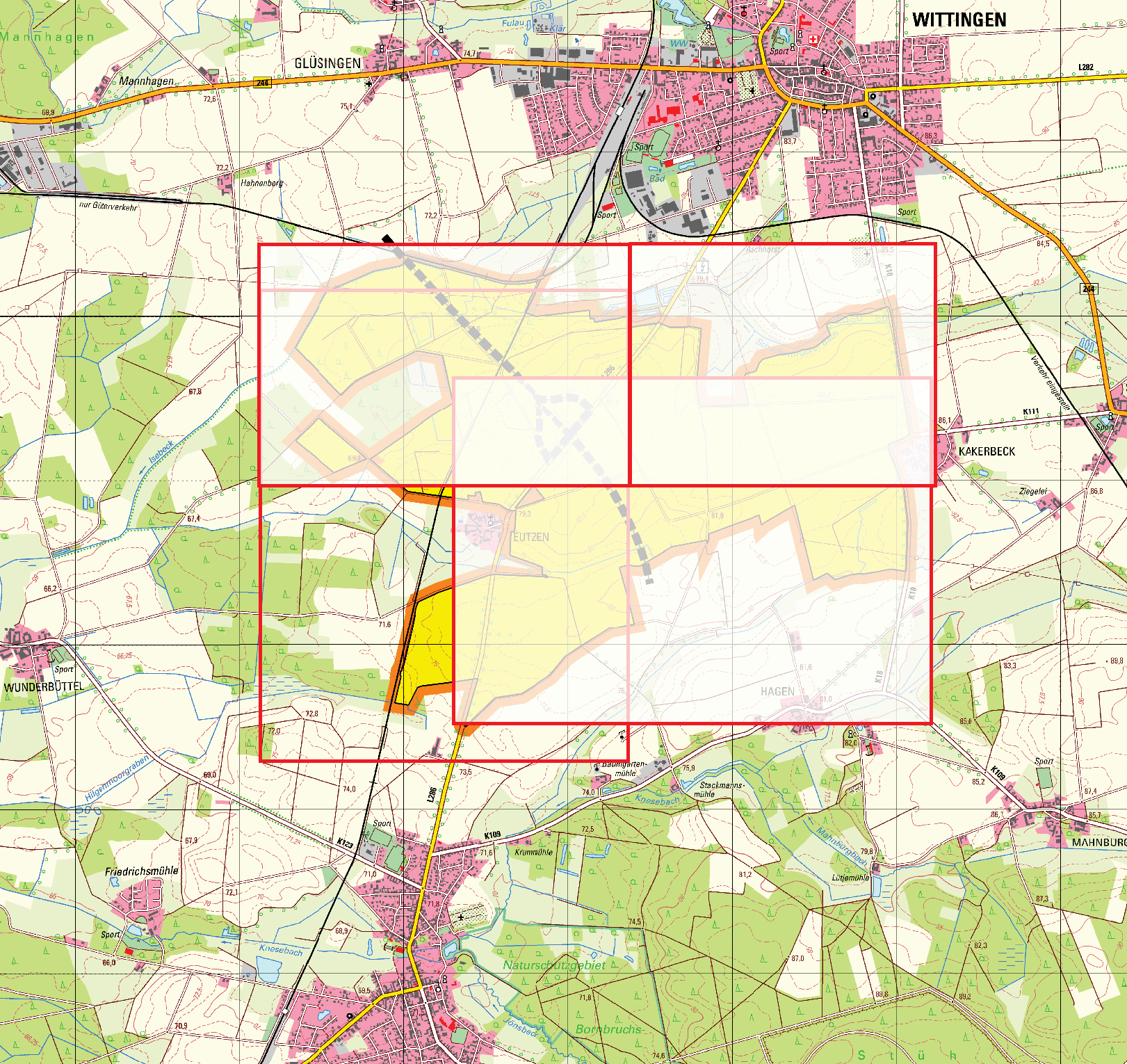Gebietskarte Flurbereinigung A39-Eutzen