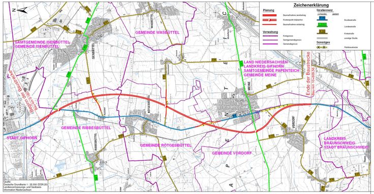 Neubau der B 4 - Gifhorn-Braunschweig, Ortsumgehungen Rötgesbüttel und Meine