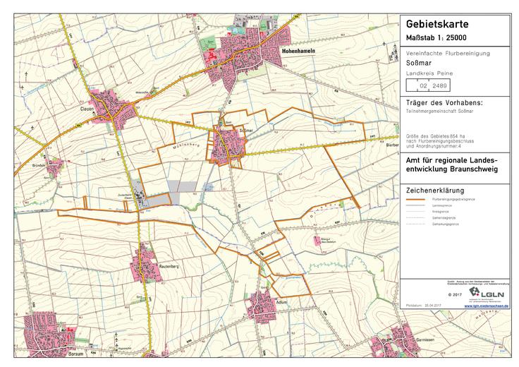 Gebietskarte Flurbereinigung Soßmar