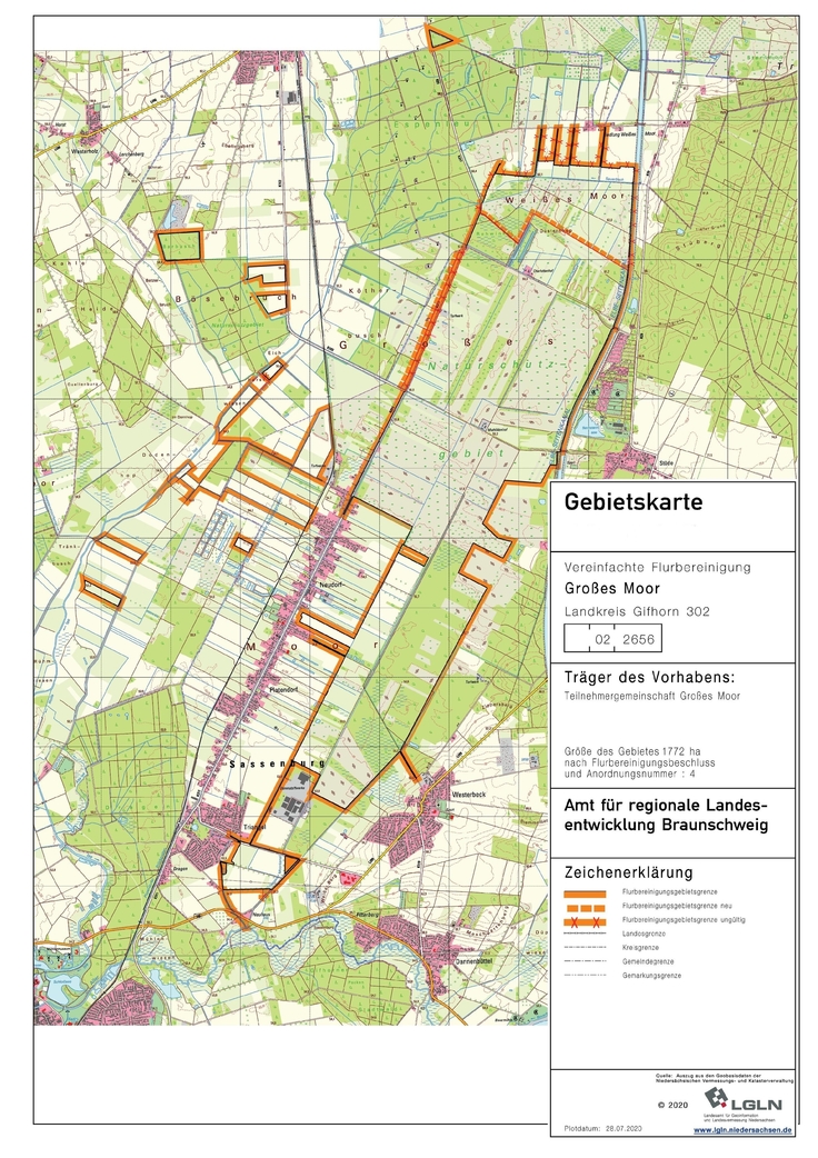 Gebietskarte zur 4. Anordnung nach §8 Abs. 1 FlurbG