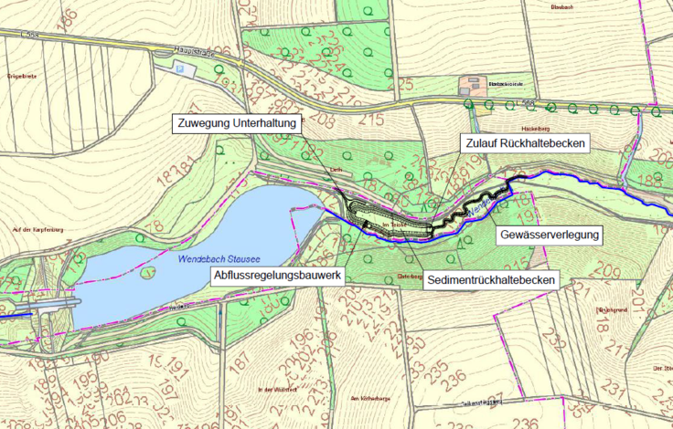 Übersichtsplan zum Sedimentationsbecken