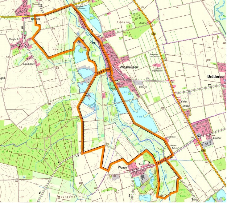 Geplantes Flurbereinigungsgebiet Erse-Wipshausen