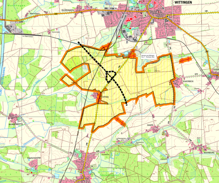 Gebietskarte zur I. Anordnung im Unternehmensflurbereinigungsverfahren A39-Eutzen