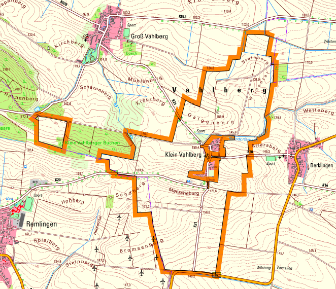 Geplantes Flurbereinigungsgebiet Klein Vahlberg