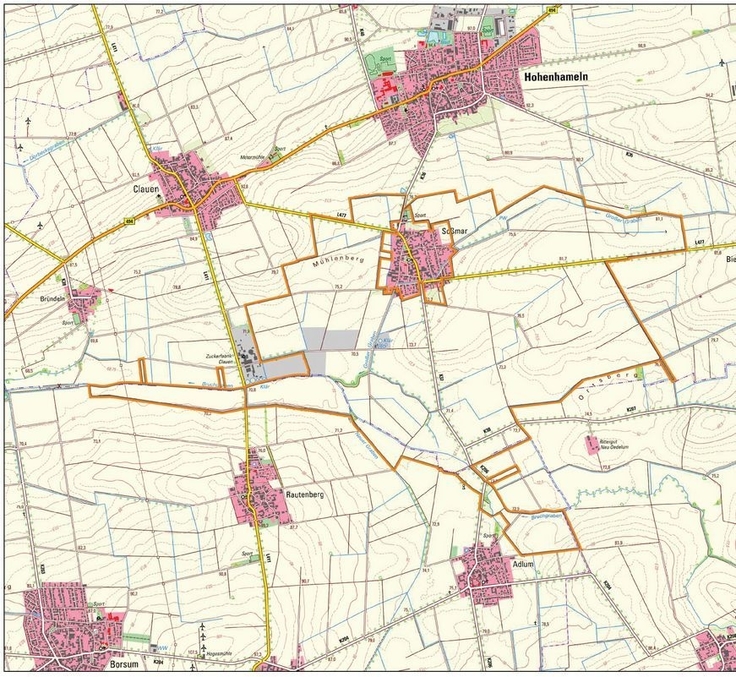 Gebietskarte der Flurbereinigung Soßmar