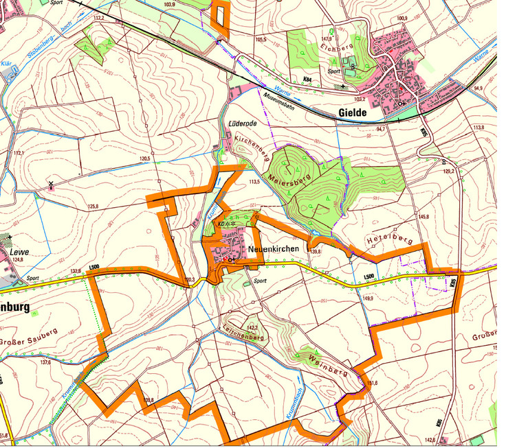 Das Gebiet der Flurbereinigung Neuenkirchen im Landkreis Goslar.